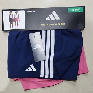 Adidas Youth Shorts 2-Pack - Navy and Pink XL
